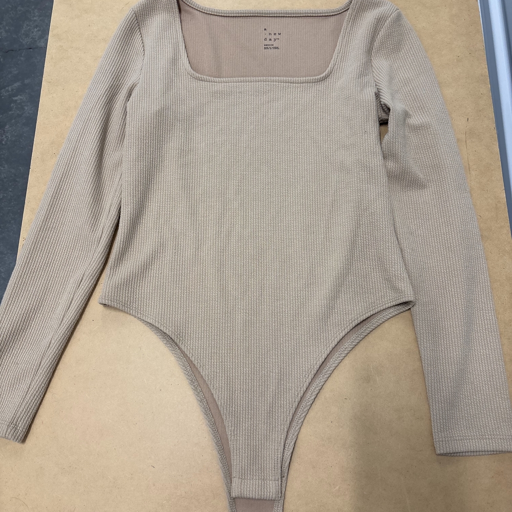 Target A New Day Camel Womens Tan Long Sleeve Bodysuit